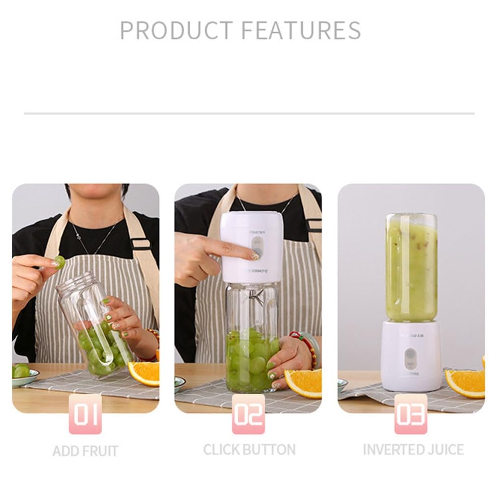 Mini Mezclador De Smoothies Portátil Fabricante De Batidos Blender Con 6 Cuchillas De Acero Inoxidable 18000 Rpm Con Botellas De Tritan Sin BPA De 300 Ml Para Batidos Leche, Hielo, Frutas Y Verduras (