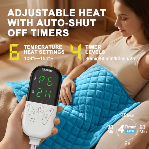 Image of 32 inchx24 inch Extra Large Heating Pad for Back Pain /Period Cramps /Neck /Shoulder | XXL Large Electric Heating Pads, Timer and Auto Shut Off, Moist Heat Pad, Machine Washable, 6 Heat Settings, Surprise Gifts