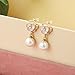 Fashion Designer Imitation Pearl Floral Charm Dangle Drop Earrings Studs (White)