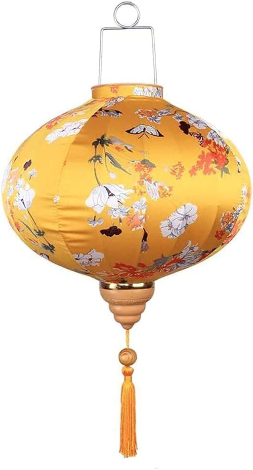 LIOONS Chinese Lanterns 12" Silk and Satin Hanging Lantern Traditional Festival Decoration Paper Lanterns Paper Lantern Lamp