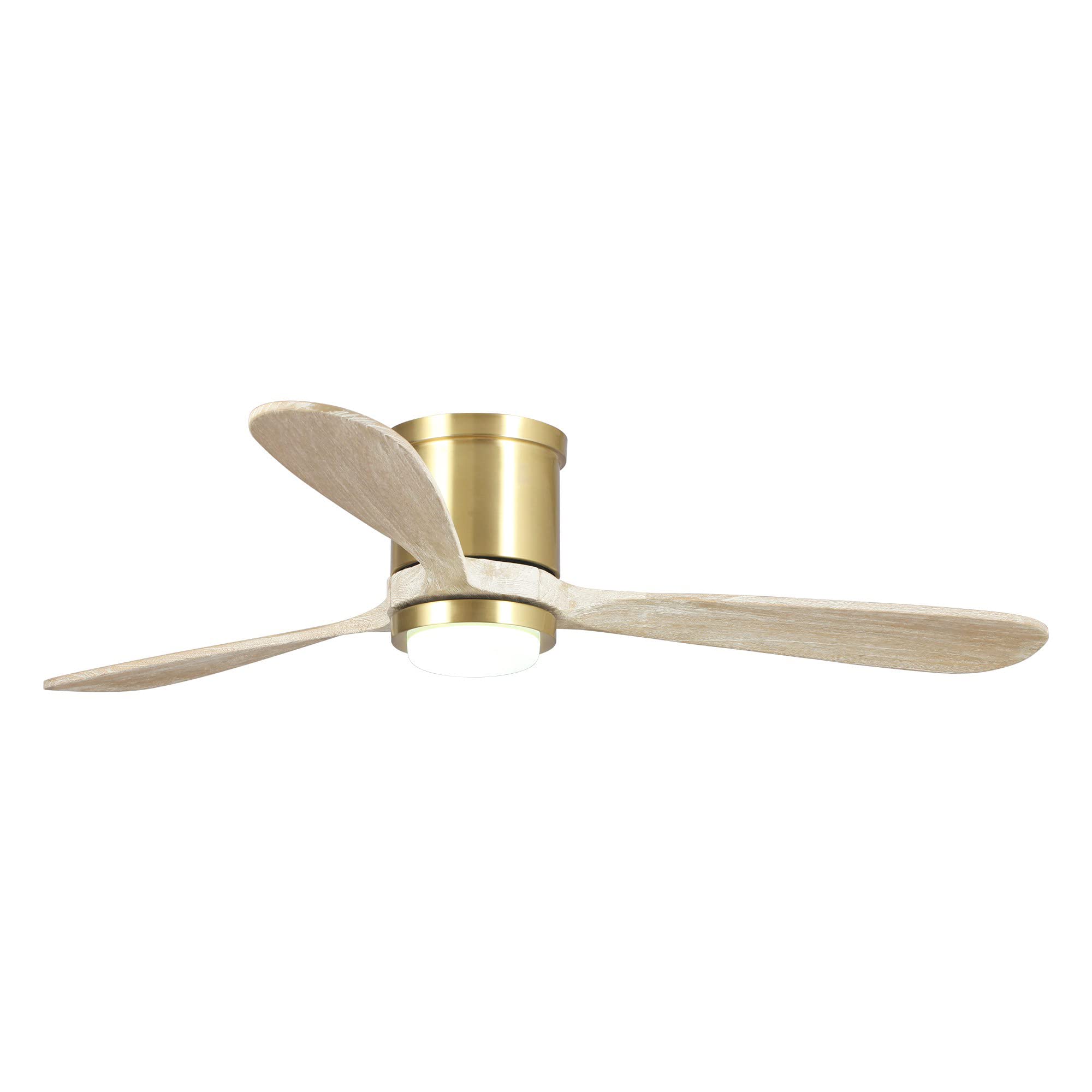 Parrot Uncle Ceiling Fans with Lights 52 Inch Low Profile Ceiling Fan with Light Flush Mounted for Bedroom, Reversible Motor, Timer, Gold