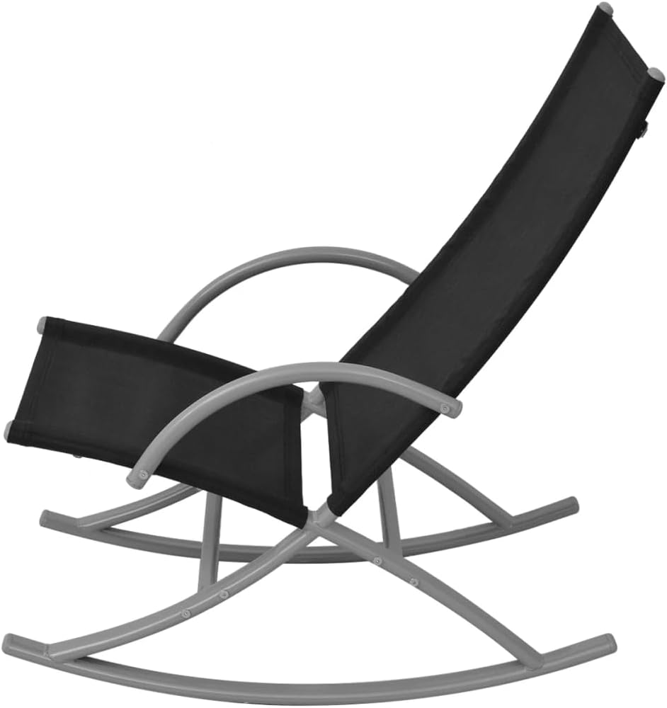 Patio Rocking Chairs 2 pcs,Camping Chair,Lawn Chairs,Club Chairs,Bistro Chairs,Lounge Chairs,High Back Chairs,for Garden,Backyard,Lawn,Porch,Poolside,Balcony,Steel and Textilene Black