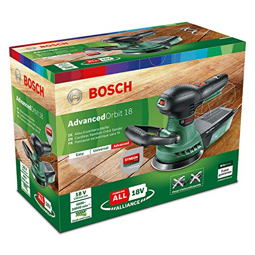 Bosch Home and Garden Ponceuse excentrique sans fil Bosch - Advancedorbit 18 (Livré sans batterie ni chargeur, avec accessoires)