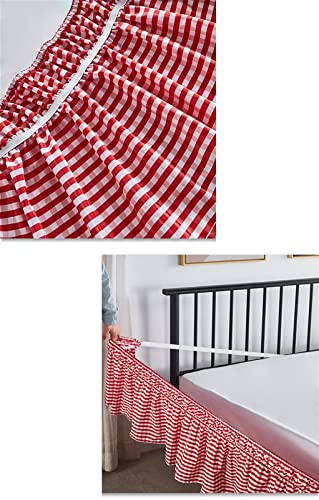 Liveinu Three Sides Wrap Around Ruffled Bed Skirt,15 Inch Drop Easy To Put On Bedskirt Elastic Dust Ruffle Bed Frame Cover For Twin, Queen,King And Full Size Beds Gingham Blue King #TOP4
