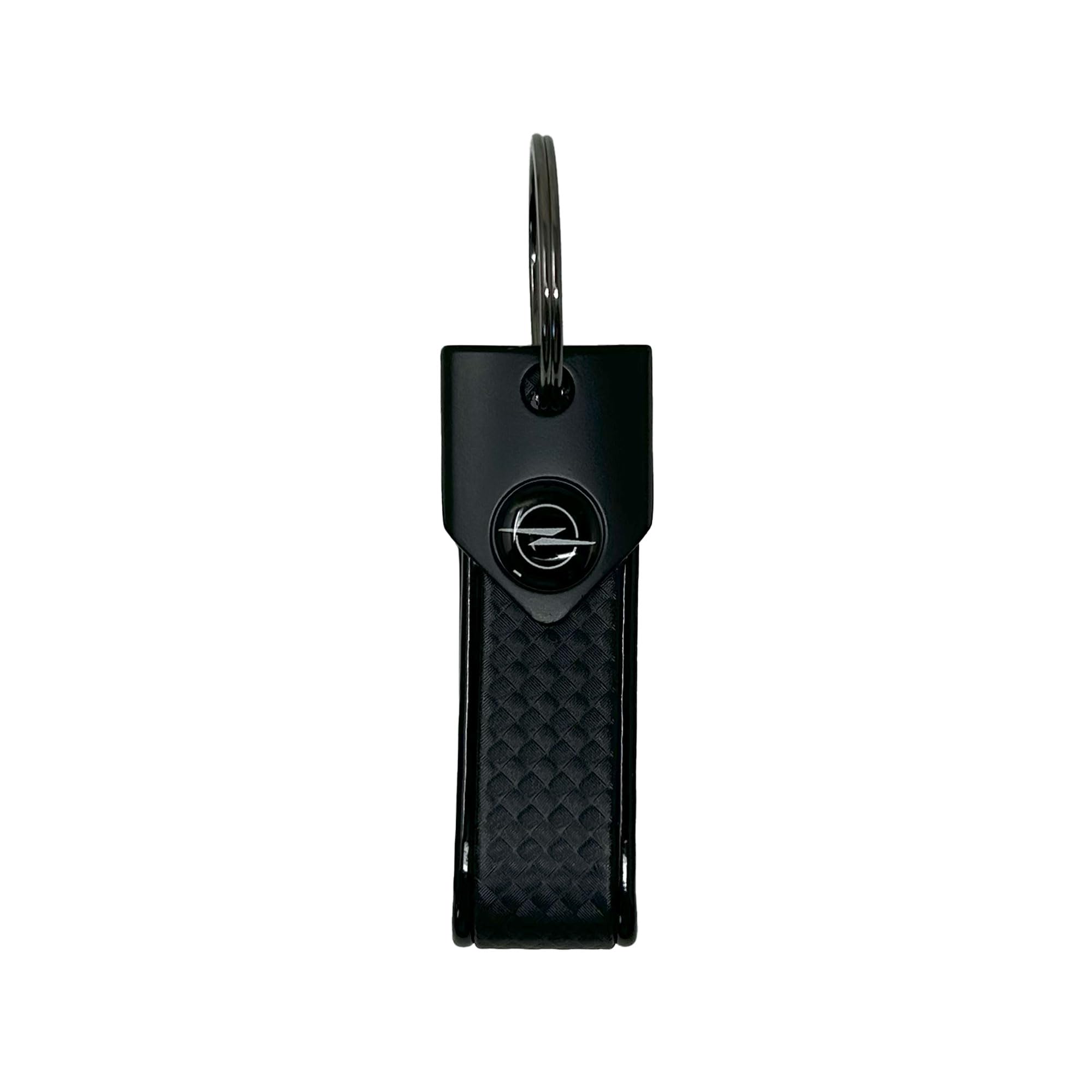 Llavero para Coche Compatible con Opel, Resistente y Duradero, Cierre con Anilla,, 90 x 20 mm (Negro Logo Negro)