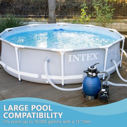 Image of XtremepowerUS 13 inch Sand Filter Pump System for Above Ground Swimming Pool Self-Priming Pool Pump Multi-Port Valve, Strainer Basket 2,400 GPH, Up to 10,000 Gallons w /Adapter Set