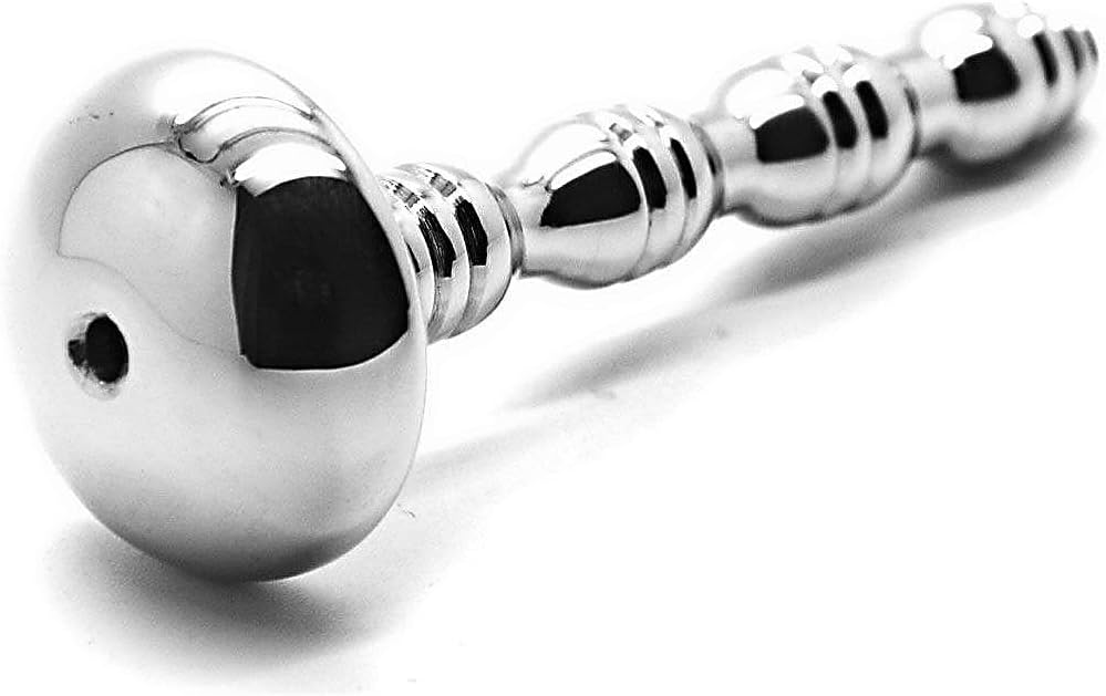 Ribbed Capped Penis Plug, 316L Surgical Steel Male Urethra Pee Through Hole Urethral Penis Plug (10mm)