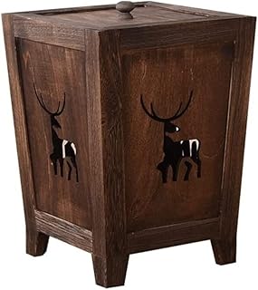 KYUSAR Trash Can Garbage Bin Natural Wood Trash Can Rustic Wastebasket, Garbage Container Bin for Bathrooms Kitchens Home Offices Waste Bins Recycling Bins