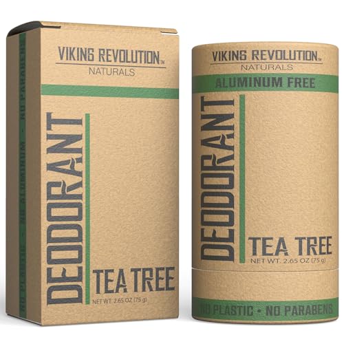 Image of Viking Revolution Tea Tree Deodorant for Men - Aluminum Free with Shea Butter and Tapioca Starch - Stain-Free and Baking Soda-Free - Natural Deodorant (2.65oz)