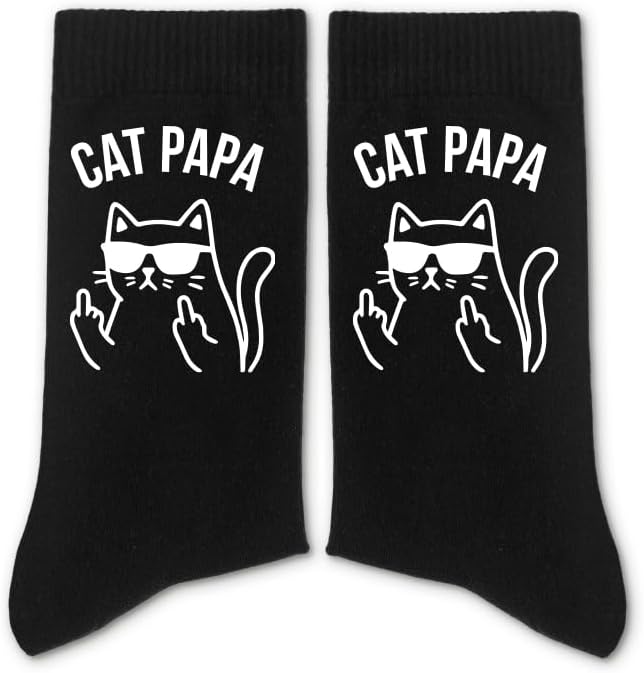 Funny Dog Cat Dad Papa Socks, Crew Socks for Men, Fathers Days Gifts Birthday Gifts for Men