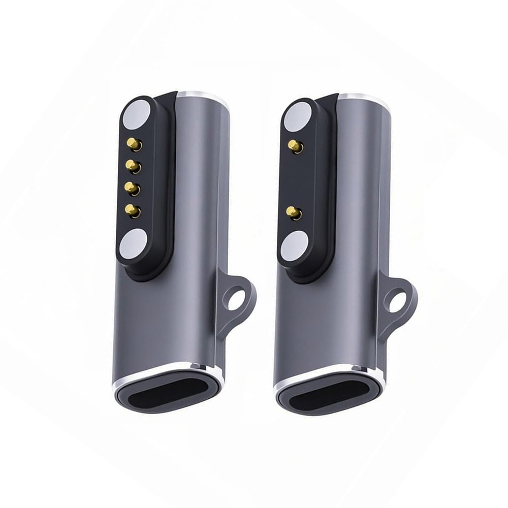 2 Pack USB C to Smart Watch Charger Magnetic Charging Adapter for Pitch 7.62mm 2Pin/4Pin Smart Watch/Bone Conduction Headphone