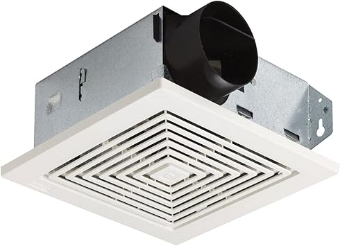 Broan-Nutone 670 Ventilation Fan, White Square Ceiling or Wall-Mount Exhaust Fan, 50 CFM, 3.5 Sones