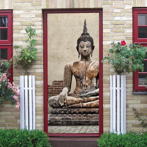 Mural De Pegatinas De Puerta 3D, Papel Tapiz De Puerta Autoadhesivo De Vinilo Impermeable Extraíble Personajes Retro 88 X 200 Cm Adhesivos De Pared Para Puertas Interiores Decoración D-80038741883632