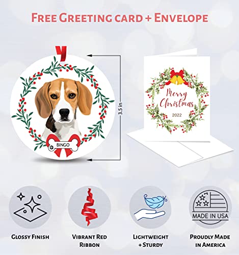 Personalized Beagle Ornament For Christmas Tree, Custom Pet Name Ornament Gifts For Beagle Dog Lovers Xmas Decor, 3.50 Inch Metal Ornament With Glossy Finish (Beagle-P25) #TOP1