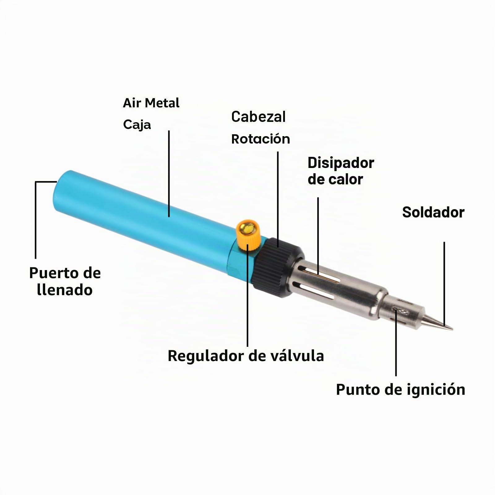 LiebeWH Soldador de Butano Soldador Estaño Gas Acero Inoxidable Portátil Temperatura Neumática Ajustable punta Alimentado por Butano para Automóviles Electrónica Bricolaje Soldering