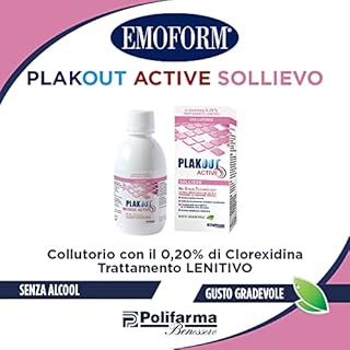 Emoform Colluttorio Clorexidina 0,20 Sollievo Azione Lenitiva e Disarrossante Antimacchia Antiplacca 200ml Mouthwash Colluttorio Gengive Infiammate Denti Sensibili Menta Senza Alcool Glutine Parabeni