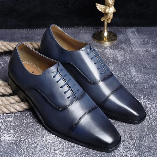 Image of LOUIS STITCH Men's Italian Leather Oxford Formal Shoes Handmade Lace Up Shoes for Men Officewear (LSEUOX)