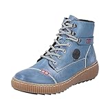 Verschluss:Reißverschluss Rieker Damen Z6644 Schnürstiefel, Blau, 37 EU