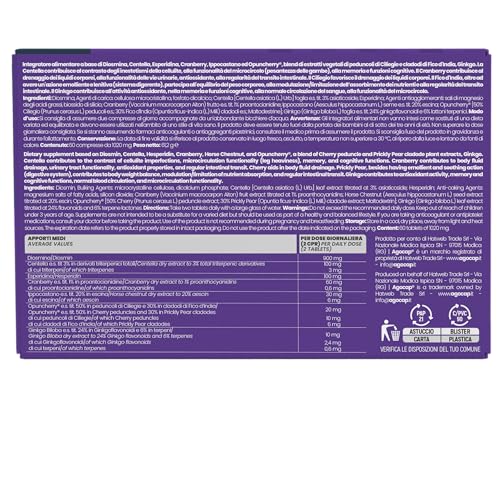 Diosmina Esperidina, Circolazione gambe, Microcircolo e Trattamento delle Vene Varicose. Venactum, 60 compresse con Mirtillo rosso, gingko biloba, Centella Asiatica. Contrasta i capillari rotti gambe - 6
