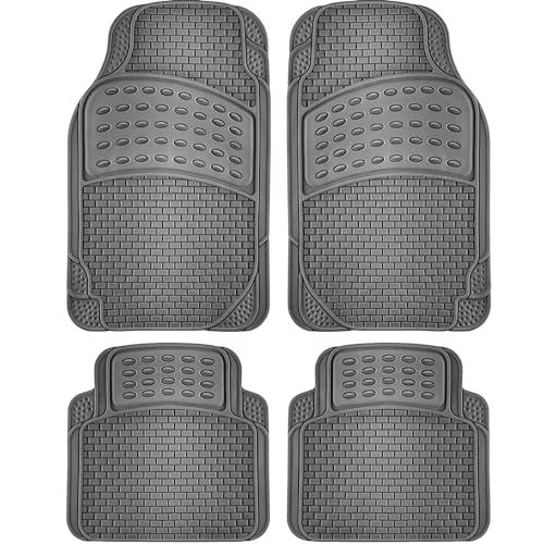 AUTOZOCO Alfombrillas de Goma Universales Coche, Diseño Antideslizante, Alfombrillas Lavables, Alfombrilla automóvil Ajustables, Delanteras 70x45.5 cm, traseras 45.5x41.5 cm, Apto para Cortar