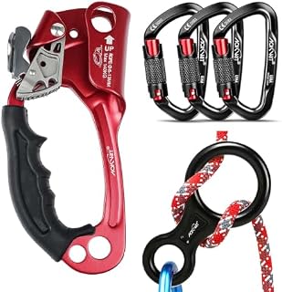 Climbing Gear Set: Left Hand Ascender with 35KN Figure 8 & 25KN Carabiners