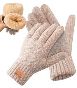 Bobelle Wear Handschuhe Damen Winter, Winterhandschuhe Touchscreen Warme Thermo Fleece Wollhandschuhe Strickhandschuhe für Outdoor Sport (Beige)