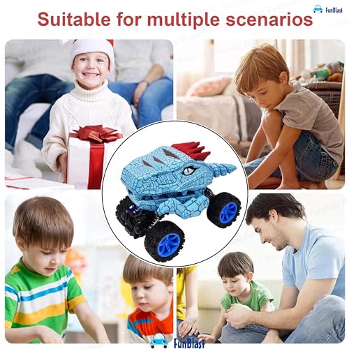 Image of FunBlast Rock Crawler Toy for Kids - 4X4 Big Wheel Drive Push & Go Dinosaur Car Toy, Monster Truck Toys for Kids for 3+ Years Toddlers, Boys, Girls (Blue)
