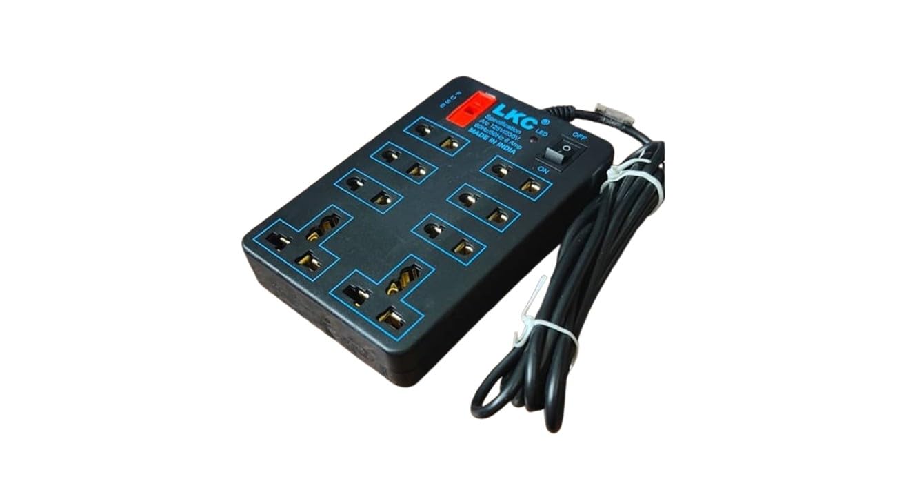 8 Socket Plug Point Mini Strip Extension Cord board Wall Mountable with 2m Heavy-Duty Cord 500 Watt | LED| Surge & Spark Protector Fuse| Multi Plug Travel Adapter for Home & Office Appliances 250 Volt — Amazon image 2