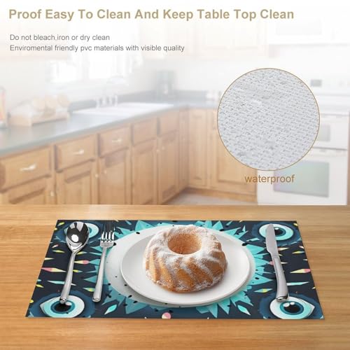 Sets de table mauvais yeux lavables et antidérapants pour cuisine - 5