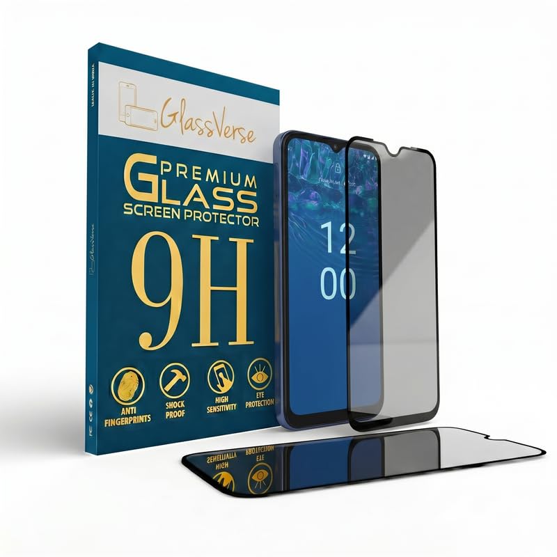 Image of GlassVerse Privacy Tempered Glass for Nokia G310 | Anti Spy Screen Protector, 9H Hardness, Edge to Edge, Case Friendly, Hassle-less Installation Kit Included. (Pack of 1)