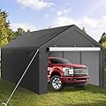 YITAHOME 12 x 20 FT Carport Canopy Heavy Duty Galvanized Frame Car Shelter Tent with Removable Sidewalls, Portable Garage Tent Boat Shelter Gray