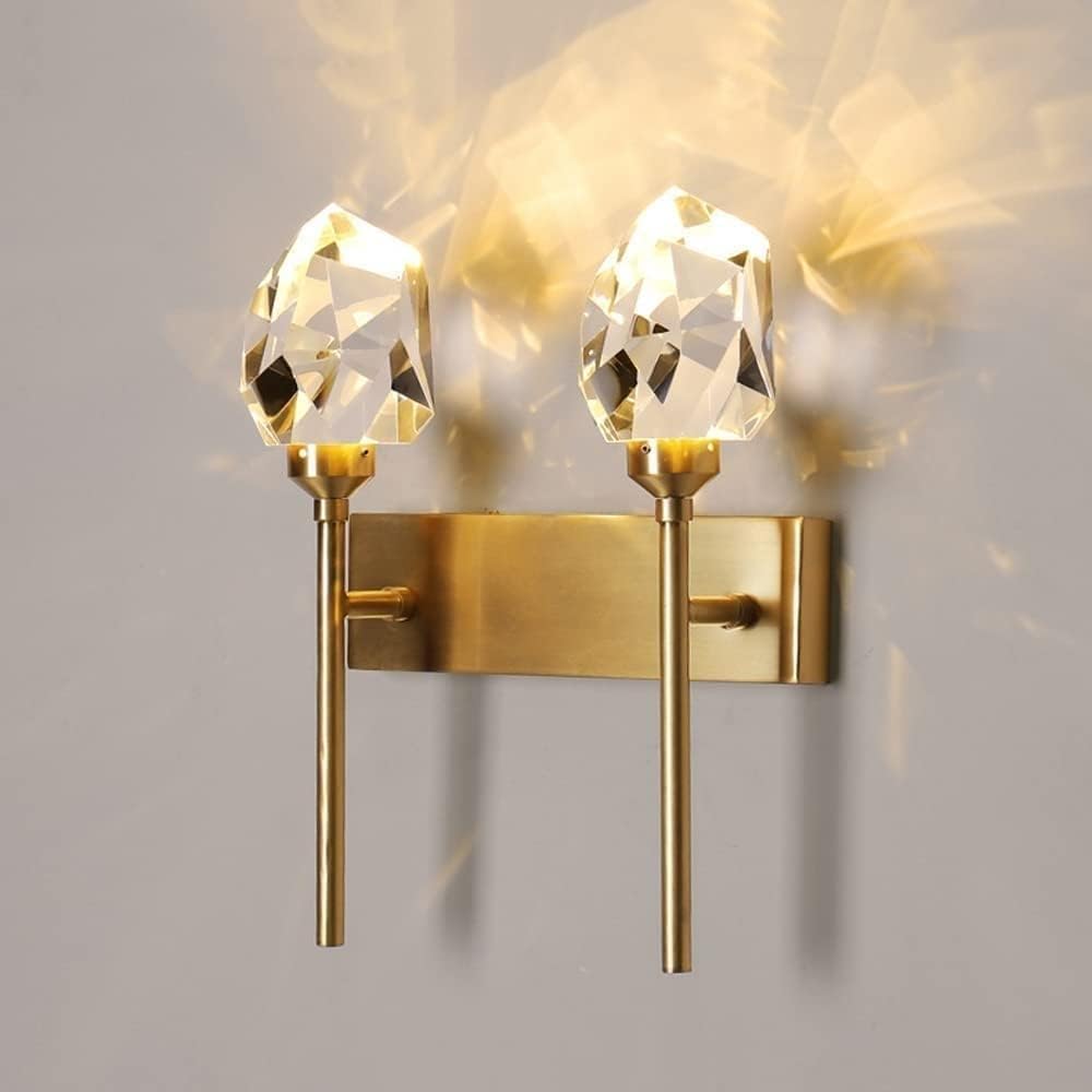 Jybnbbe Light Crystal Wall Sconces Brass S Led Tri-Color Dimmable Lamps Interior Living Dining Decoration Home Ing Fixture,Chandelier,2Lights