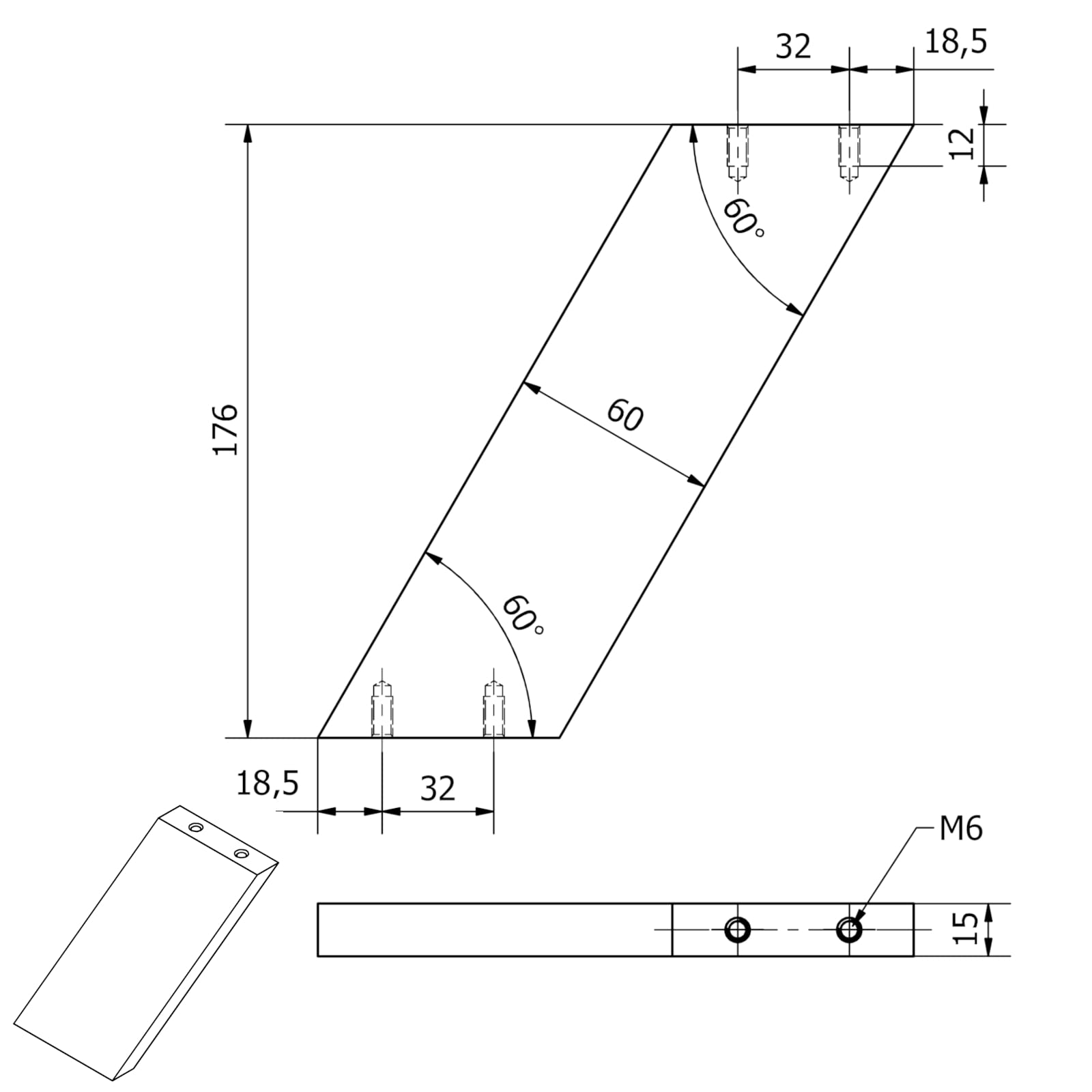 1 Paar (2 Stück) SO-TECH® Barkonsolen Counter - Design trifft auf Funktion - Alu massiv schwarz eloxiert fein geschliffen - Höhe 178 mm schräg 60° - Thekenkonsole Tresenfuß Bar-Konsole