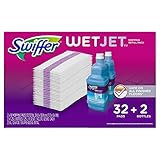 Swiffer Wetjet Mopping Refill Pack, 32 Refill Pads plus 2 Bottles of Cleaner 1.25L ea.