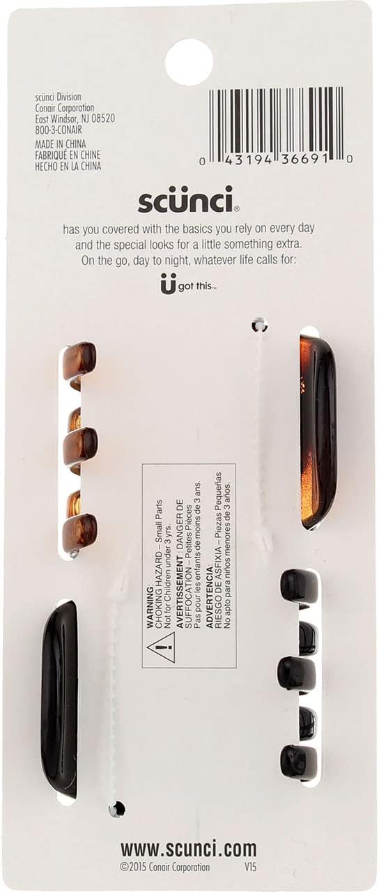 Scunci No-Slip Grip Chunky Jaw Clips | All Day Hold | 2-Pieces per Pack (1-Pack) : Beauty & Personal Care