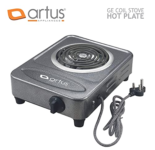 Image of Artus 2000 Watt GALAXY Electric G Coil Radiant Gas Cooking Stove Heater | Induction Cooktop | G Coil Hot Plate Cooking Stove | Works With All Metal Utensils & Cookwares (Ocean Silver, 1 Burner)