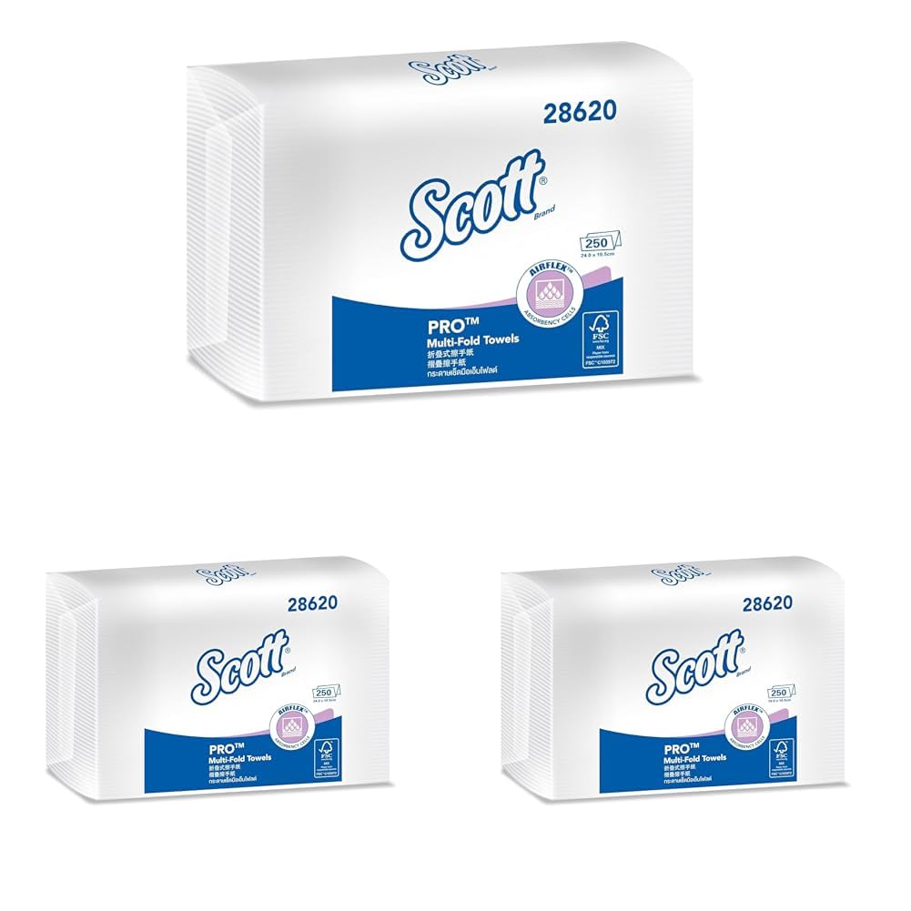 Scott Multi-Fold Paper Towel 28620-3 Pack x 250 Sheets (White Colour - Sheet Size 24 cm X 19.6 cm)-image-37