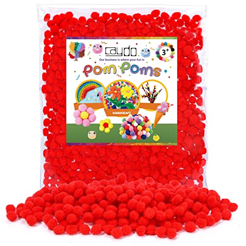 Caydo 500PCS Red Pom Poms 1cm Small Pom Poms Balls for Kids DIY Art Creative Crafts Projects and for Home Decorations