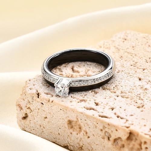 Ceramic Cubic Zirconia Wedding Band Rings For Womens,Fashion Gift For Mother3