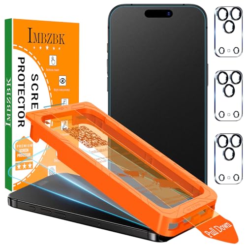 IMBZBK [Auto-Dust Removal] 3 Pack Matte Screen Protector for iPhone 17 Pro [Military Grade] Accessories Case Friendly Film 3 Tempered Glass Camera Lens Protector Anti-Glare Smooth as Silk