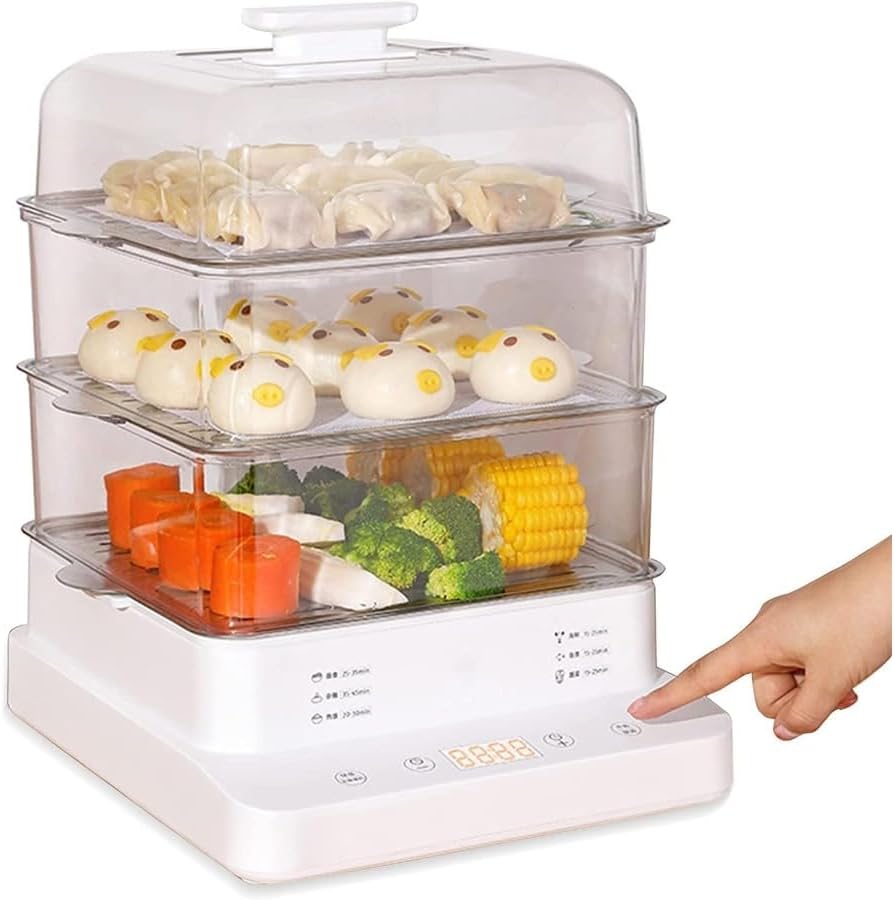 110V Electric Steamer for Home Multi-Function Electric Steamer 3 Tier Steamer Electric Steam Cooker 24L Large Capacity Electric Steamer Multi-Function for Home Breakfast Machine Egg Steamer Three-Lay