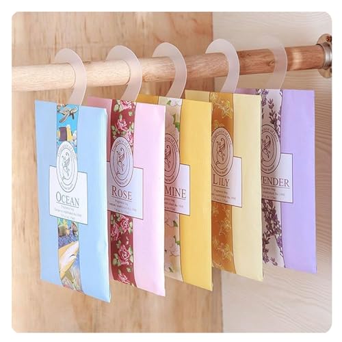 Wardrobe Fresheners Fragrance Sachet Bags: 6 Scented Sachets with Hanging Hooks - Aromatherapy Sachets with Natural Scents for Closets and Drawers, Perfect for Homes, Cars, and Offices
