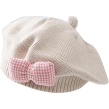 BIBABLYKE Cute Baby Girl Knitted Beret Soft & Comfortable Hat Stylish Infant Girl Beret Hat Perfect for Outdoor