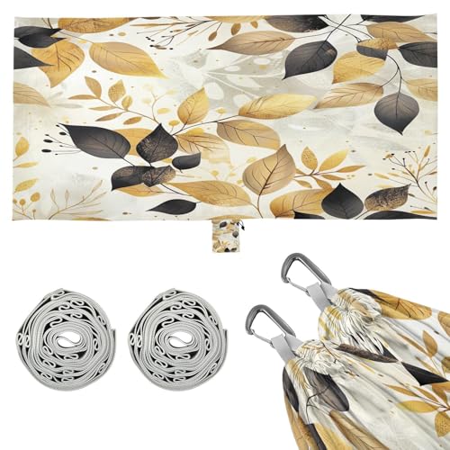 Kigai Gold Leaves Camping Hammock Durable & Portable Travel Hammock Holds 330lbs with Tree Strapsm, Pocket, Camping Accessories