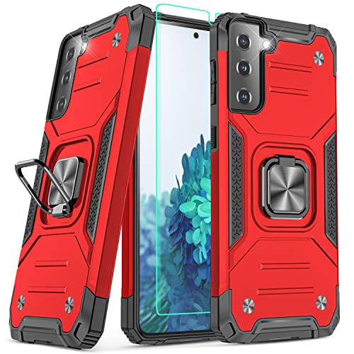 Coque Galaxy S21 Plus 5G robuste rouge béquille et protection écran Samsung S21+