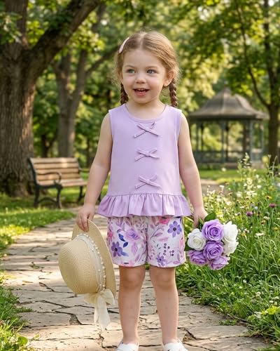 Image of Weebaby Toddler Girl Clothes Baby Summer Outfits Sleeveless Halter Top Ruffle Short Set Cute Kids Clothes Girls