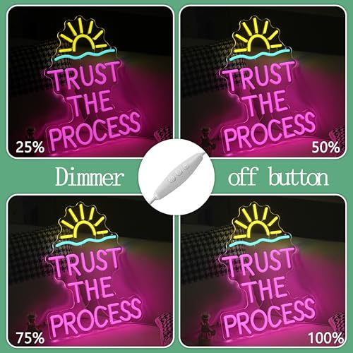 Image of Trust The Process Neon Sign for Wall Decor Motivational Neon Light Sign for Classroom Gym Bedroom Office Inspirational Quote LED Light Signs for Wedding Party Birthday Gift