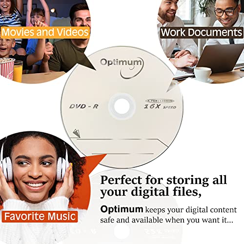 Image of OPTIMUM DVD-R Blank Discs 4.7GB 16X Recordable Disc Branded Logo - 100 Disc (no Container)