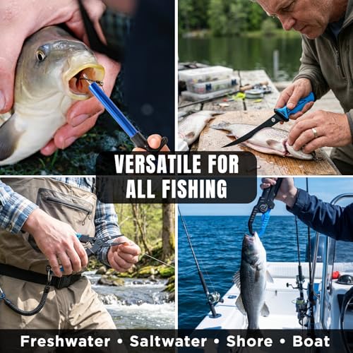 Image of PLUSINNO Fishing Gear, Fishing Tools, Fishing Accessories, Corrosion Resistant Fishing Pliers Kit, Fishing Knife, Floating Fish Lip Gripper Fishing Gifts for Men, Gifts for Fishermen