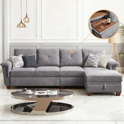 Pingliang Home 108" Sectional Sofa, Convertible L Shaped Sofa with